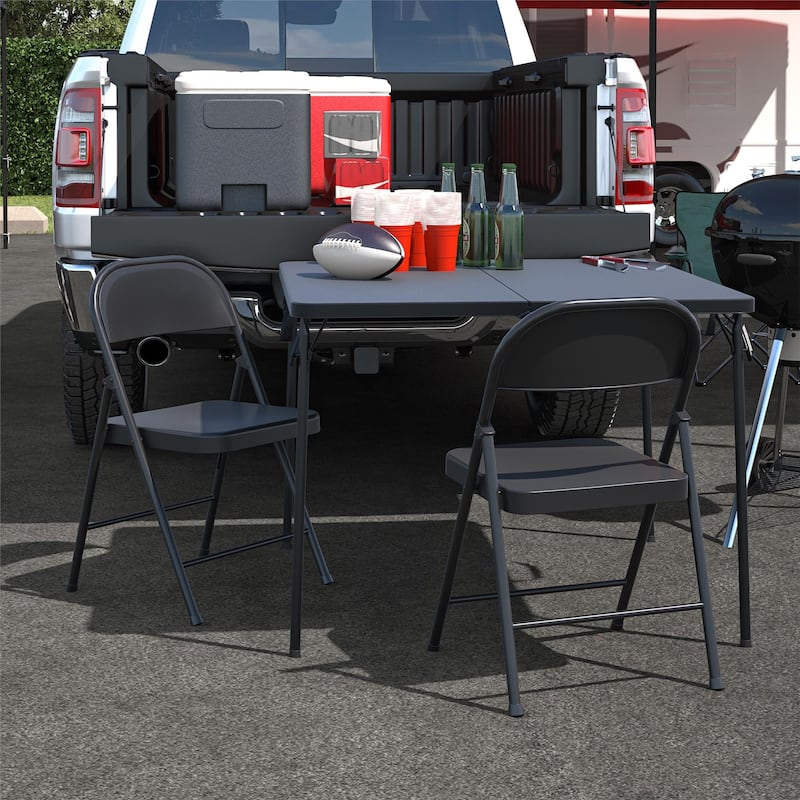 COSCO SmartFold All-Steel Folding Chair, 4-Pack