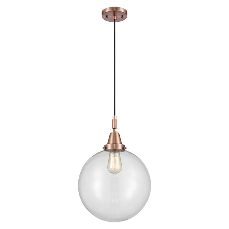 Innovations Lighting Downtown Urban - Caden Beacon - 1 Light 12" Cord Hung Mini Pendant - Clear Shade/Antique Copper