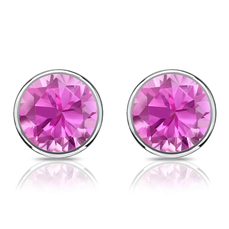 Auriya 14k Gold 1 1/4ctw Bezel-set Pink Sapphire Gemstone Stud Earrings