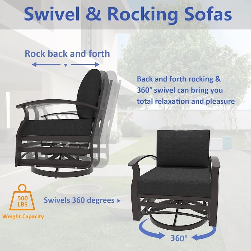 Kullavik Aluminum Corner Sofa Set, Patio Outdoor Sectional Sofa Set with Armrests and Footrests