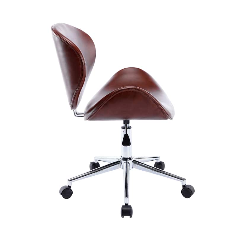 Porthos Home Rudi Office Chair, PU or Fabric or Velvet Upholstery, Chrome Legs