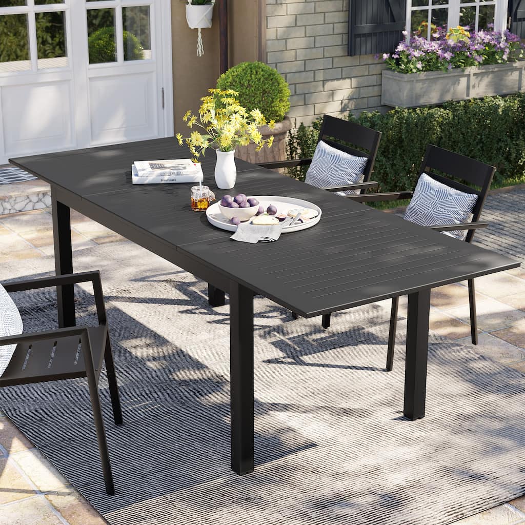 Outdoor Patio Aluminum Rectangular Extendable Patio Dining Table - N/A