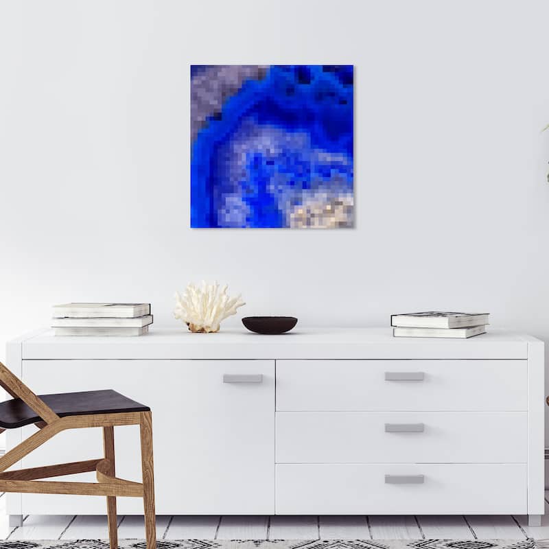 Wynwood Studio Canvas Abstract Agate Pixel Blue and Dark Blue Modern & Contemporary Wall Art Canvas Print - 20 x 20