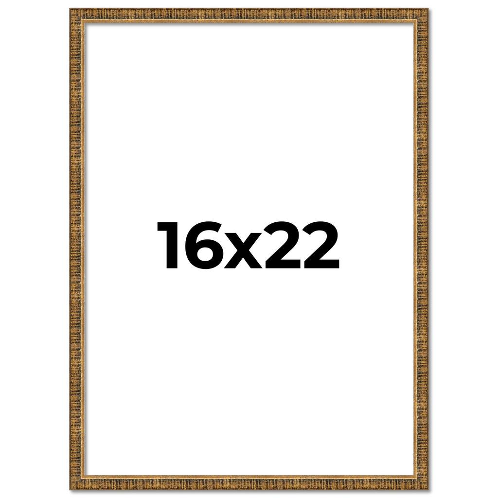 16x22 Frame Gold Solid Wood Picture Frame - Complete Modern Photo