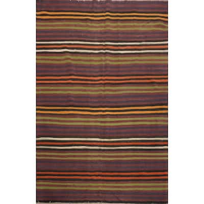 Hand Woven Oriental 100% Wool Carpet Southwestern Geometric Multi-Colored Kilim Area Rug - 6' 8'' X 5' 3''