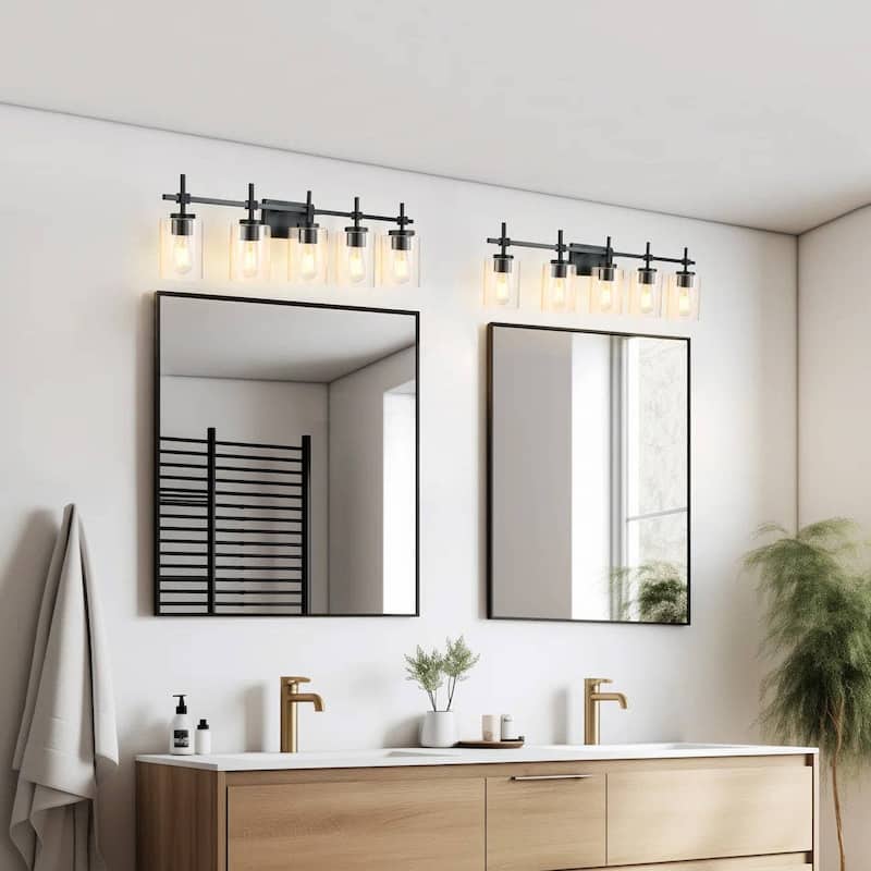 Jasper Black Clear Glass 5-Light Bathroom Vanity Light