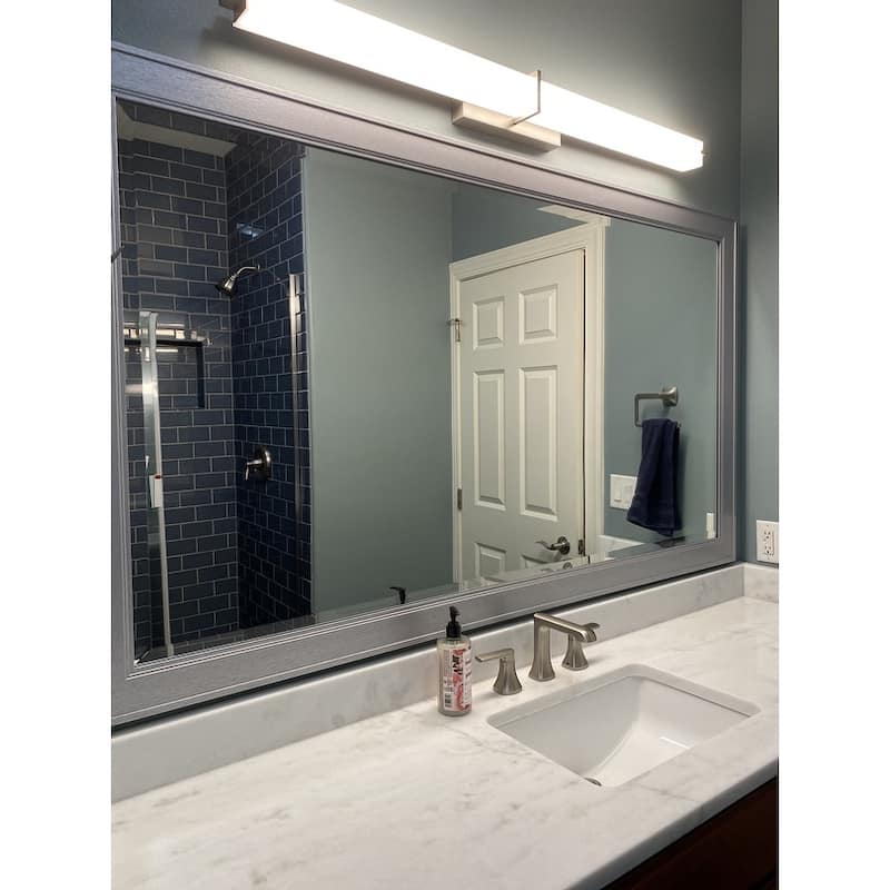 Frame My Mirror Brushed Silver Framed Vanity Mirror, Porter Design