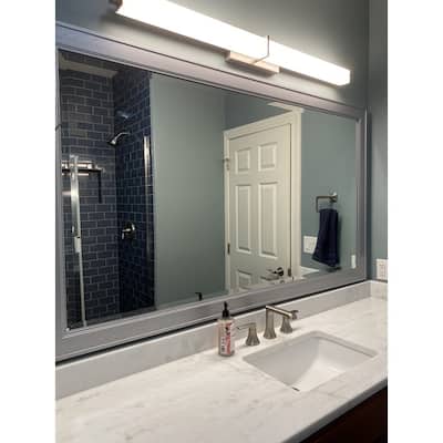 Frame My Mirror Brushed Silver Framed Vanity Mirror, Porter Design