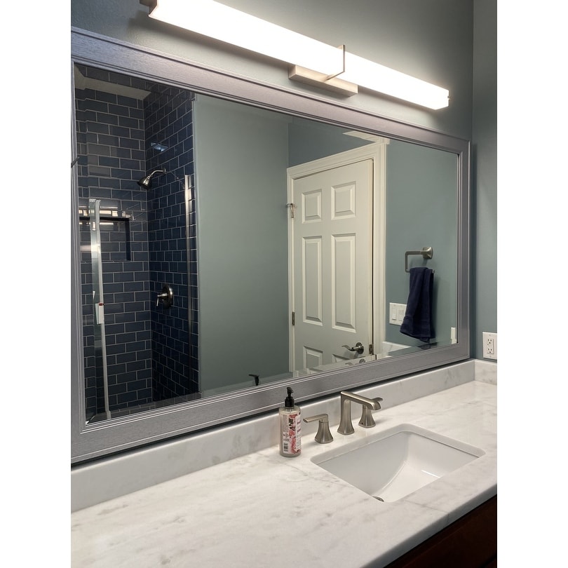 Frame My Mirror Brushed Silver Framed Vanity Mirror, Porter Design