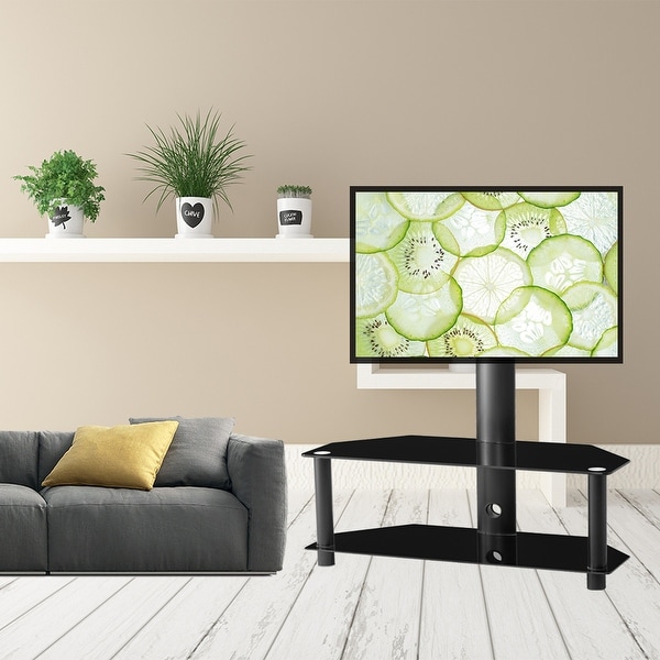 Swivel Floor Corner TV Stand with 2 Shelves, Adjustable Height and Angle, Universal TV Stand Mount for Most 65 inches. Opens flyout.
