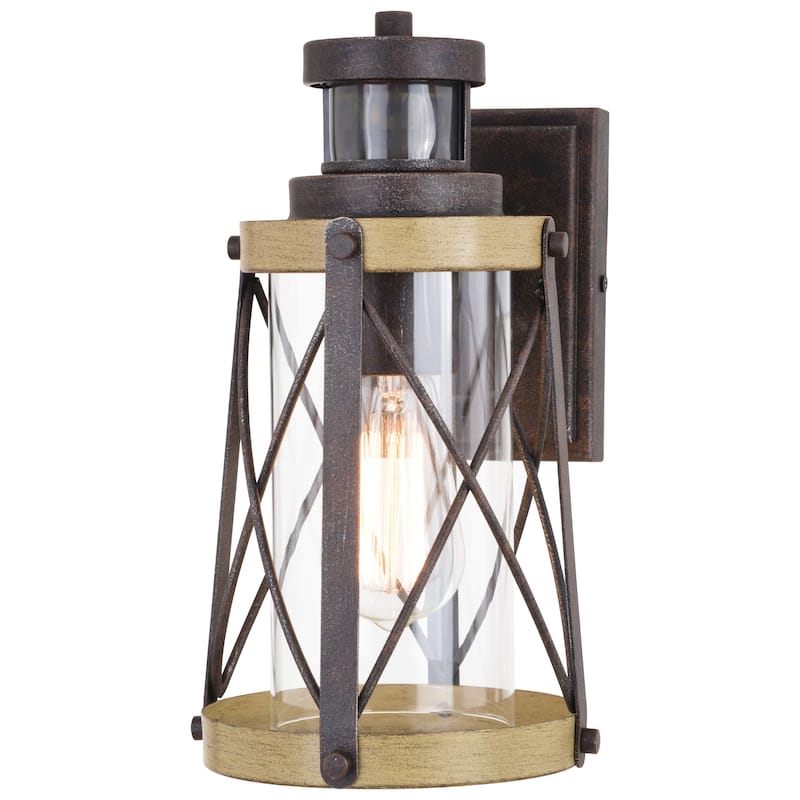 Harwood 1 Light Bronze Dusk to Dawn Farmhouse Outdoor Wall Lantern Clear Glass - 6.5-in W x 12-in H x 8-in D