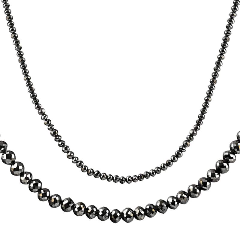 33Ct Black Diamond Necklace in Gold 16" With 2" Extender