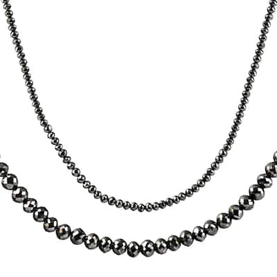 33Ct Black Diamond Necklace in Gold 16" With 2" Extender