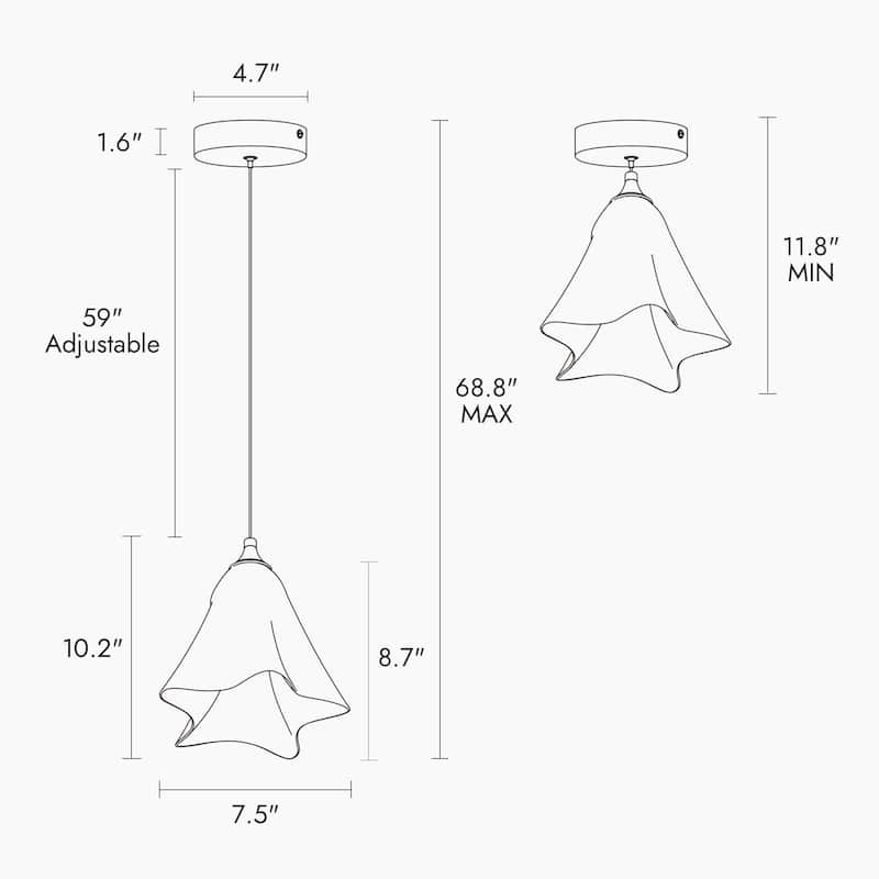 Modern LED 1-Light Pendant Light for Kitchen Island Dining Room - Clear