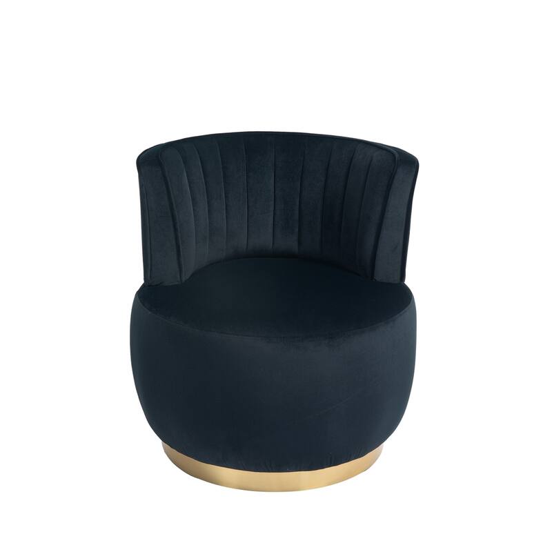 Velvet Swivel Accent Barrel Chair, Upholstered Comfy Single Sofa Chair, Round Armchairs with Wrap-around Barrel Dackrest