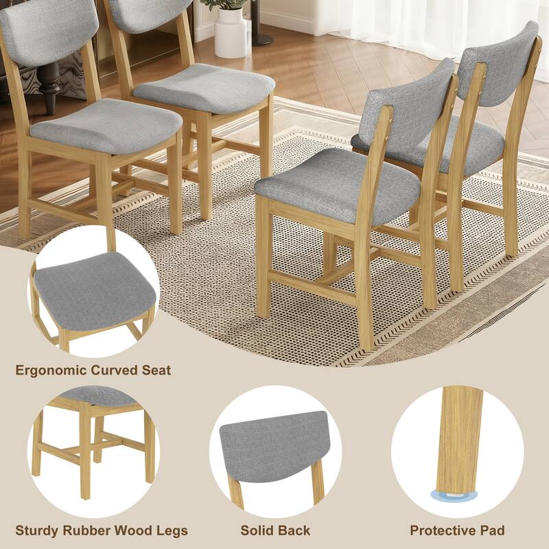 5 -Piece Dining Set with Solid Wood Table and 4 Upholstered Dining Chair