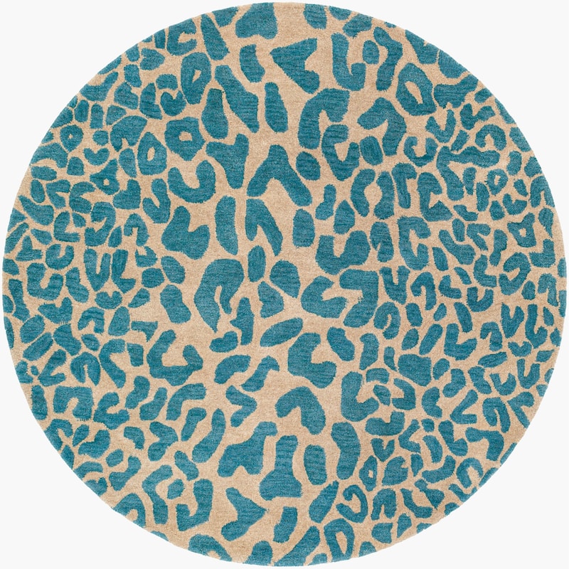 Livabliss Glam Athena Animal Area Rug - 9'9" x 9'9" Round - Teal