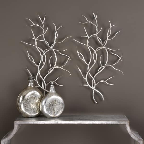 slide 2 of 3, Uttermost Silvertone Iron Branches Wall Art (Set of 2)