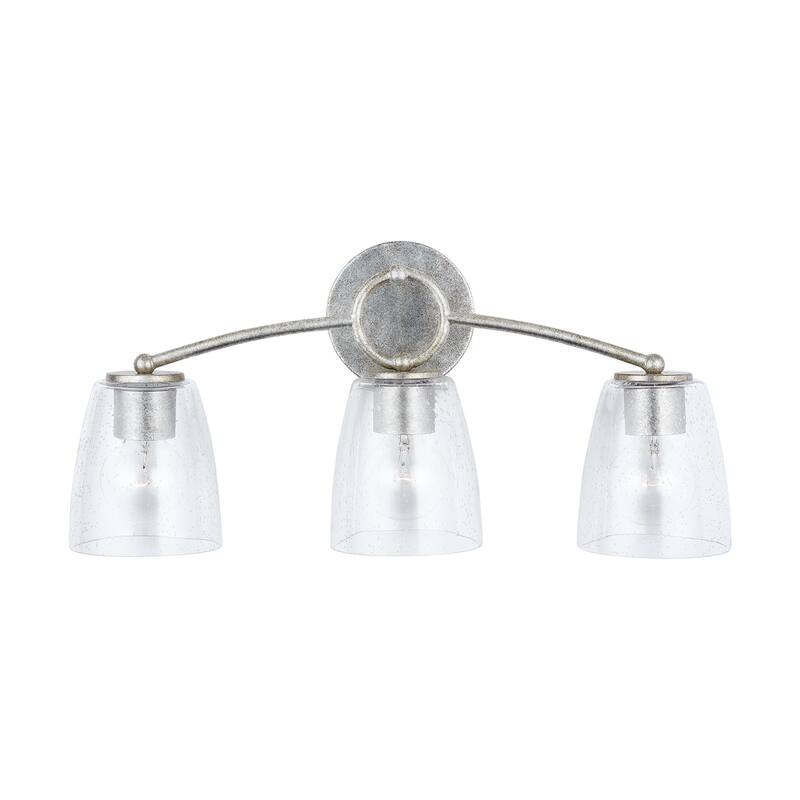 Oran 3-light Antique Silver Bath/ Vanity Fixture w/ Clear Seeded Glass