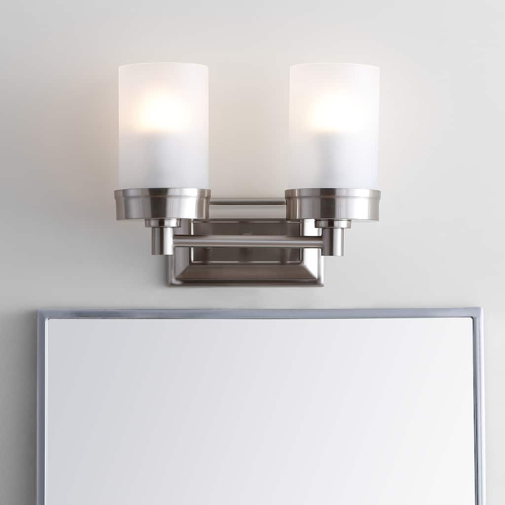 SAFAVIEH Lighting Gresa Two Light Sconce - Nickel - 12"x6"x9.5" - 12Wx6Dx10H