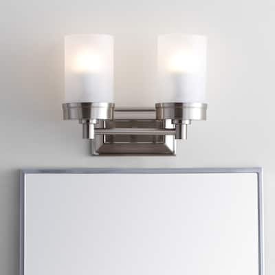 SAFAVIEH Lighting Kylan Two Light Sconce - Nickel - 12"x6"x9.5"
