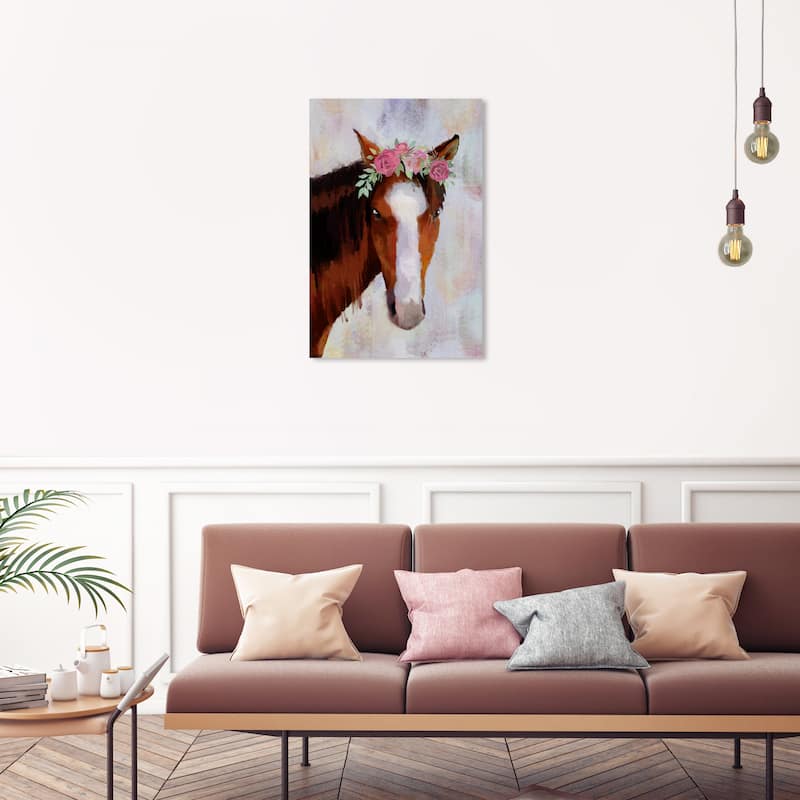 Wynwood Studio Canvas Animals Floral Horse White and Farmhouse Wall Art Canvas Print - 30 x 20