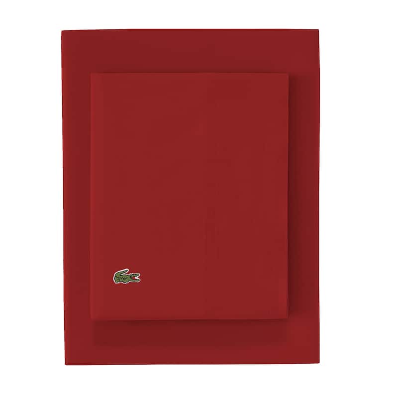 Lacoste Percale Cotton 2-Piece Pillowcase Set - Standard - Chili Pepper