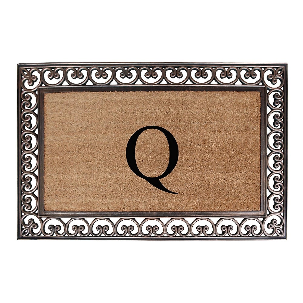 A1 Home Collections Rubber Coir Classic Paisley Border Monogrammed Welcome Entrance Doormat