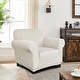 preview thumbnail 15 of 16, Enova Home Ivory Ultra Soft Rhombus Jacquard Polyester Spandex Fabric Box Cushion Armchair Slipcover - N/A Ivory