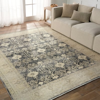 Leandra Medallion Navy/ Cream Area Rug