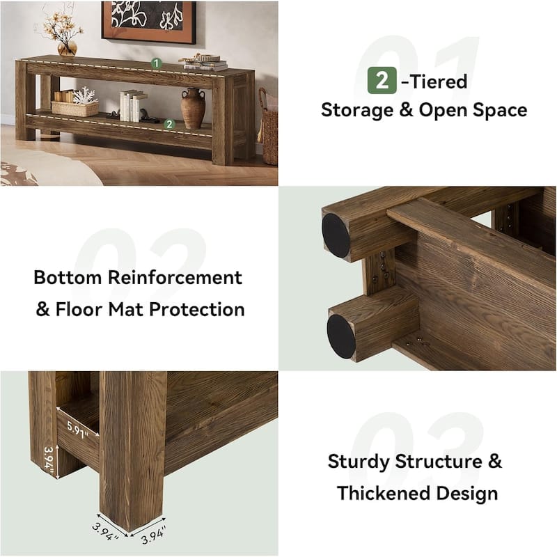 70.9-Inch Solid Wood TV Stand for 65/70/80/85-Inch TVs, Entertainment Center with Storage Shelves for Living Room, Bedroom