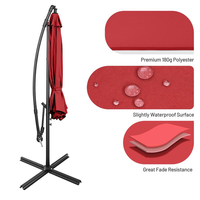Costway 10 FT Patio Offset Umbrella w/8 Ribs Cross Base Tilt