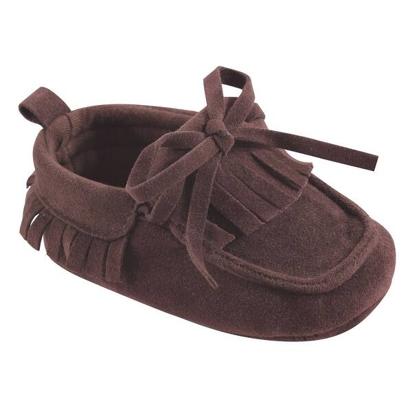 slide 1 of 1, Hudson Baby Infant Unisex Moccasin Shoes, Brown 0-6 Months - Brown
