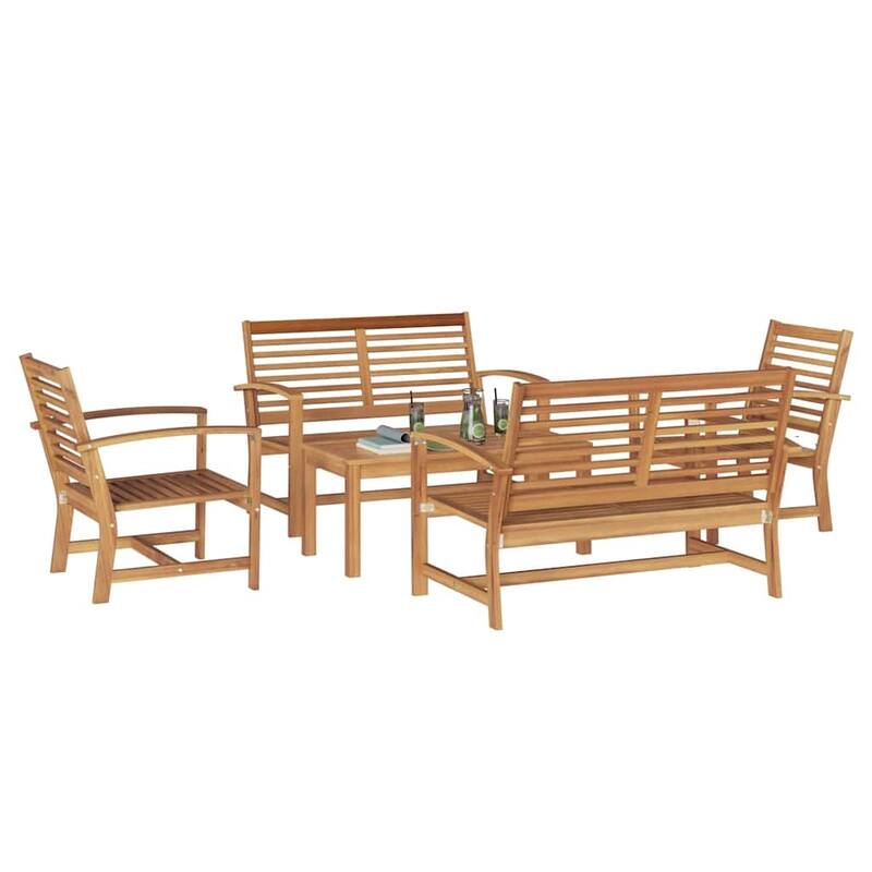 vidaXL Garden Sofa Set Natural Solid teak wood - 37 x 18 x 16