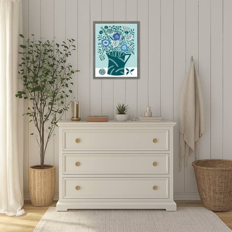 Decorative Flower Pot by Giuliana Lazzerini Framed Canvas Wall Art Print