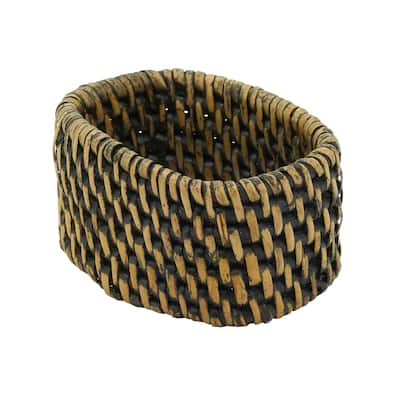 Woven Design Rattan Napkin Rings (Set of 4)