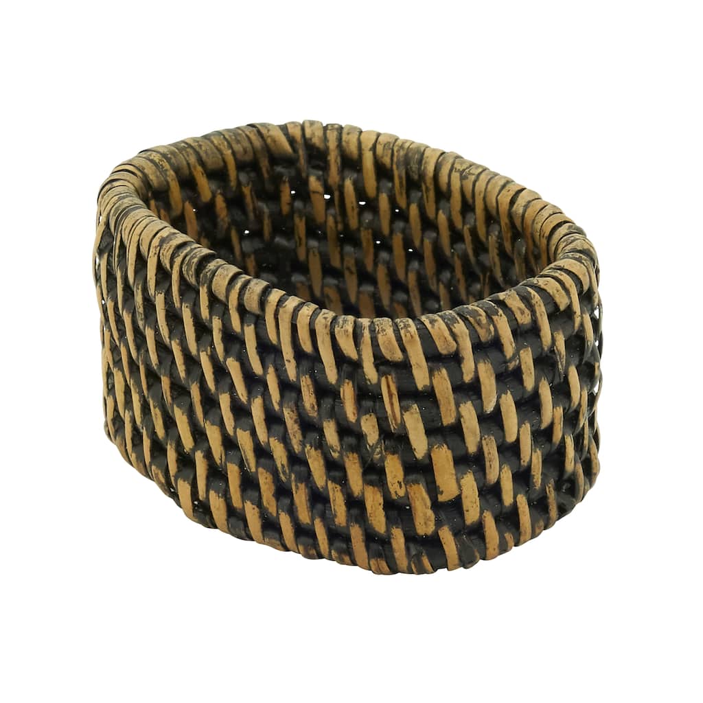 Woven Design Rattan Napkin Rings (Set of 4)