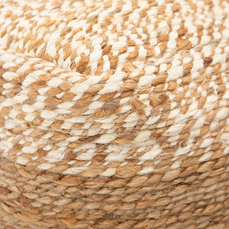 Steven Handmade Hemp Upholstered Pouf, Natural