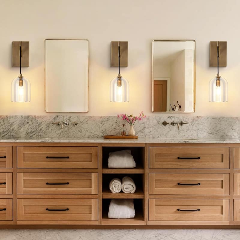 KAYLA 5.1in W 16.5in H 1-Light Modern Crystal Wall Sconce, Indoor Hemisphere Wall Lighting with Clear Crystal Shade