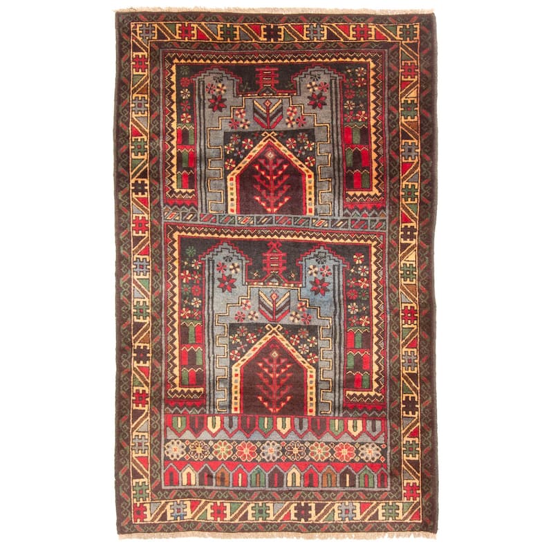 ECARPETGALLERY Hand-knotted Teimani Light Blue Wool Rug - 2'10 x 4'8