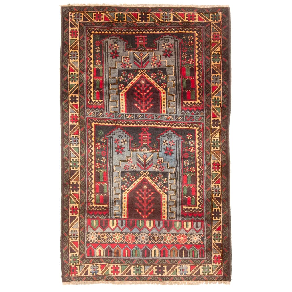 ECARPETGALLERY Hand-knotted Teimani Light Blue Wool Rug - 2'10 x 4'8