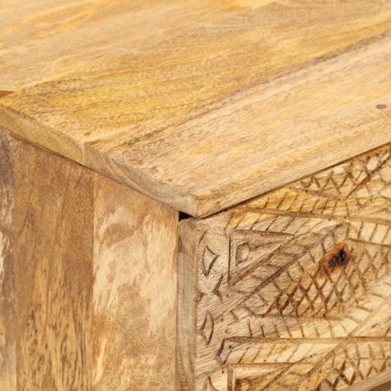 vidaXL TV Cabinet Bleached White Solid Mango Wood One Size TV Cabinet - 11.8 x 39.4 x 10.4 in