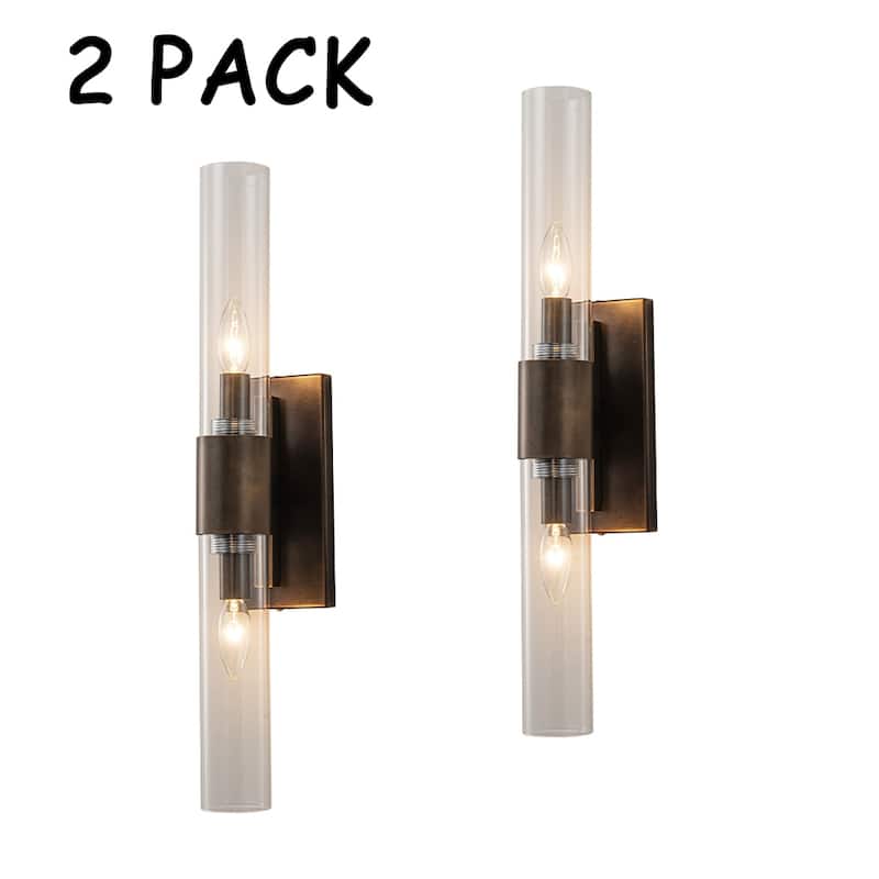 Tall Antique Bronze Modern Vanity Light Over Mirror Unique/Statement Double Wall Sconce for Bathroom Living Room Bedroom(2 Pack) - H23" - Antique Bronze