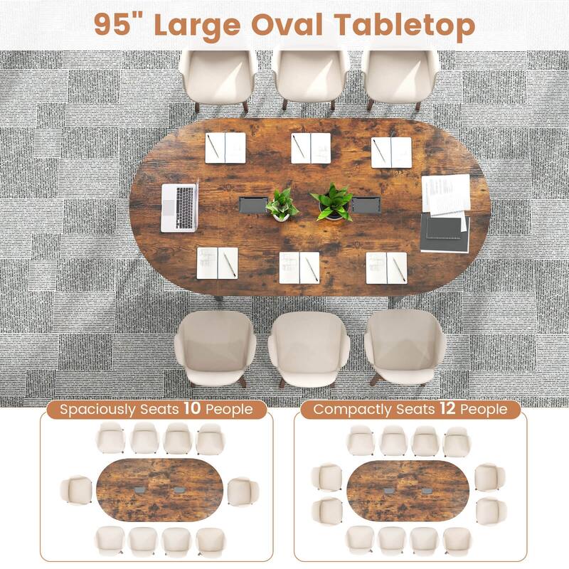 Costway 95" Conference Table for 10-12 People 2 Cable Management - See Details
