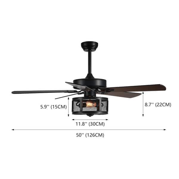 50 in. Black Bedroom Ceiling Fan with Light Industrial Chandelier ...