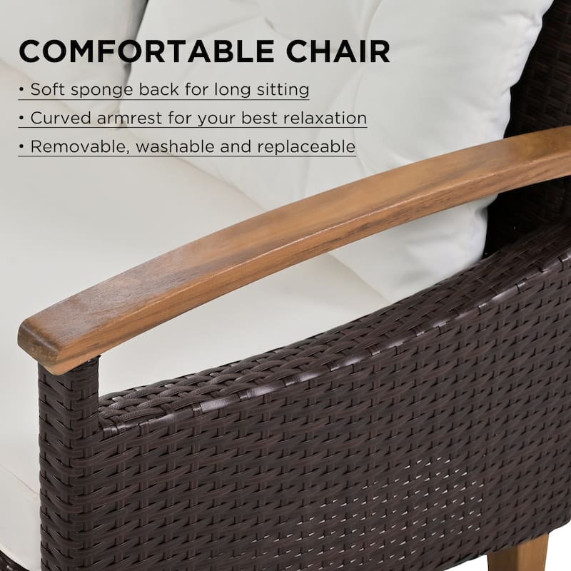4-Piece Patio Seating Set with Wood Table