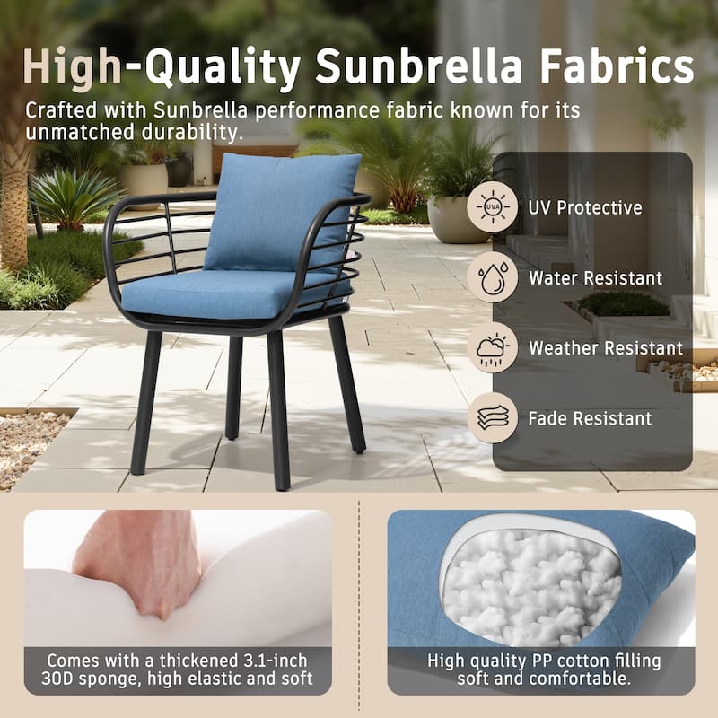 Outdoor Patio Aluminum Dining Chairs with Sunbrella Fabric Cushion - see picture