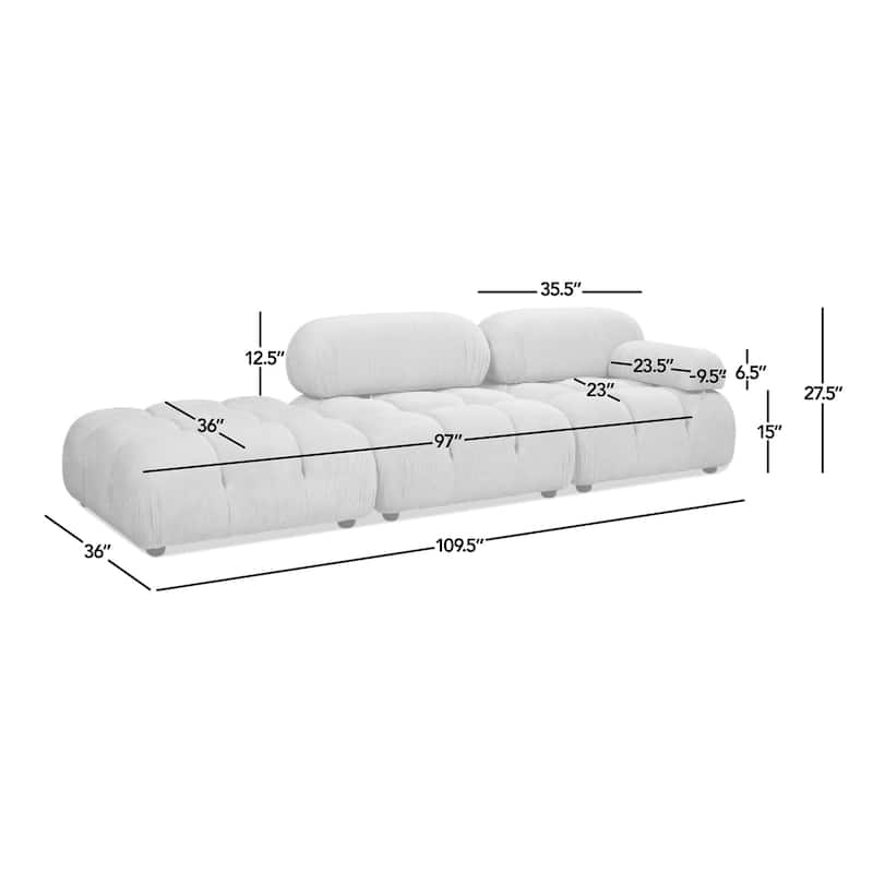 Marcel 109.5" Bubble Modular Modern Chaise Sofa