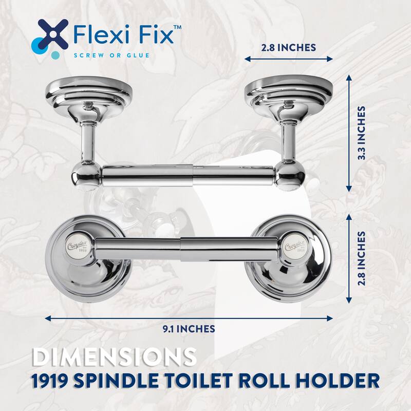 Croydex 1919 Flexi-Fix Screw or Glue Toilet Paper Holder, Chrome