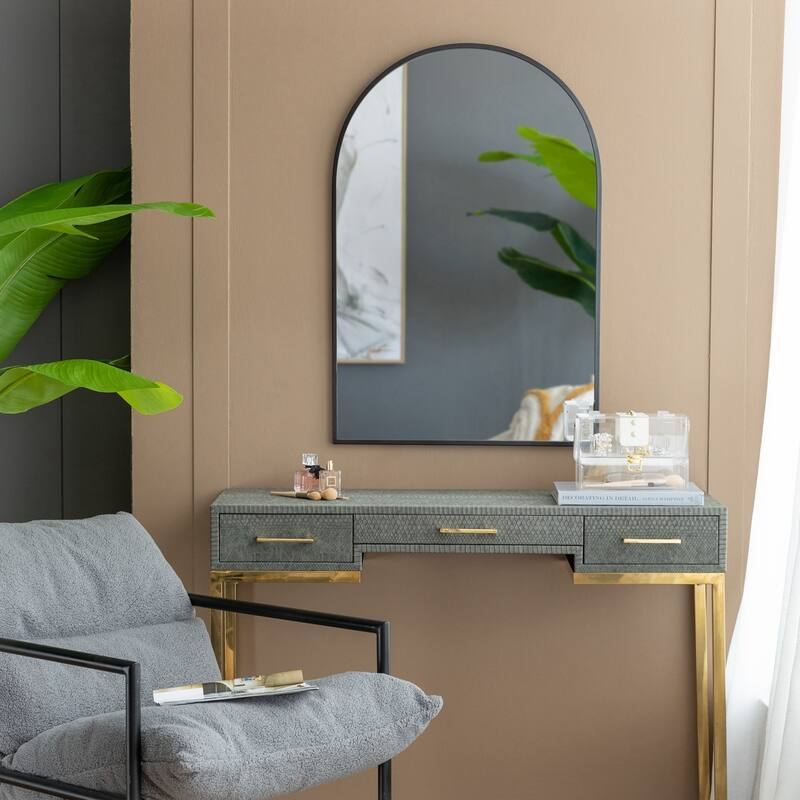 24" x 36" Arched Mirror with Metal Frame